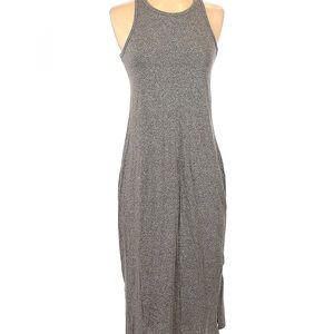 Gray midi knit tank dress with x-cross back